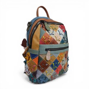 Rucsac Damă Jasmine 014-2, Piele Naturală, Multicolor