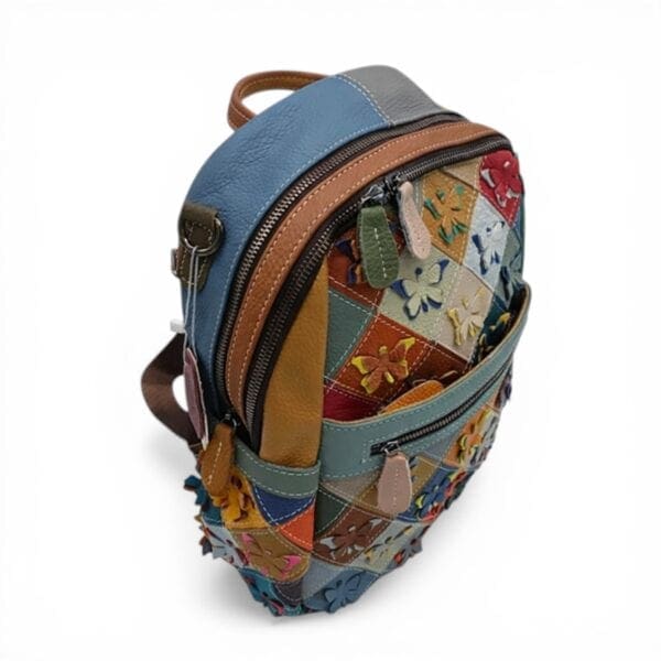 Rucsac Damă Jasmine 014-2, Piele Naturală, Multicolor