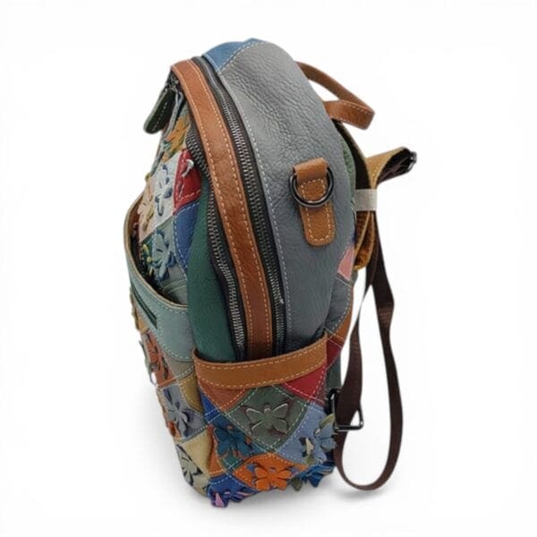 Rucsac Damă Jasmine 014-2, Piele Naturală, Multicolor