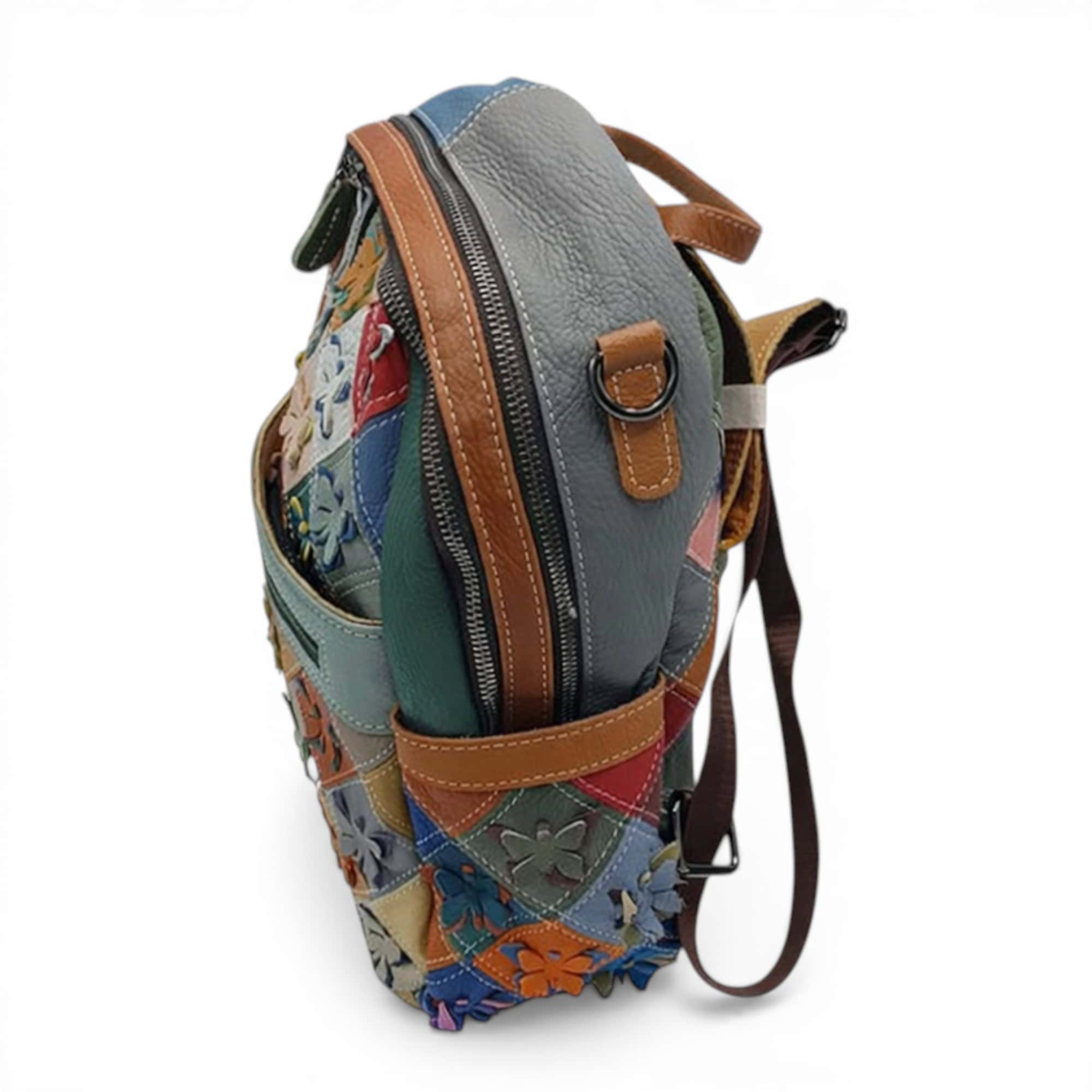 Rucsac Damă Jasmine 014-2, Piele Naturală, Multicolor