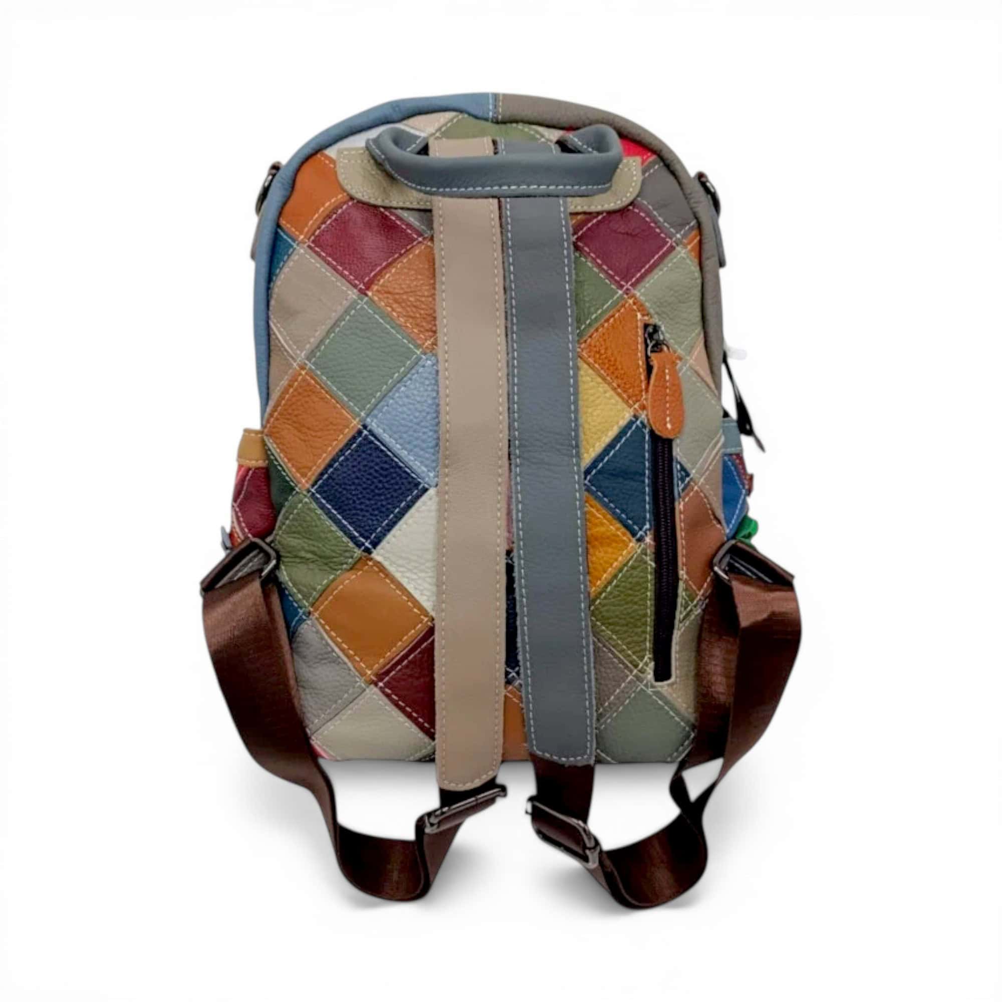 Rucsac Damă Jasmine 014-2, Piele Naturală, Multicolor