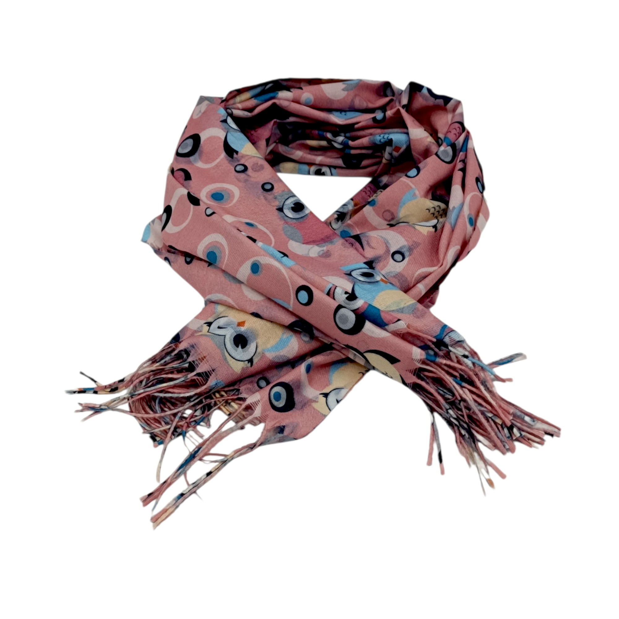 Esarfă Cașmir, model cu bufniță ESF20-A, 180 x 68 cm, diferite culori