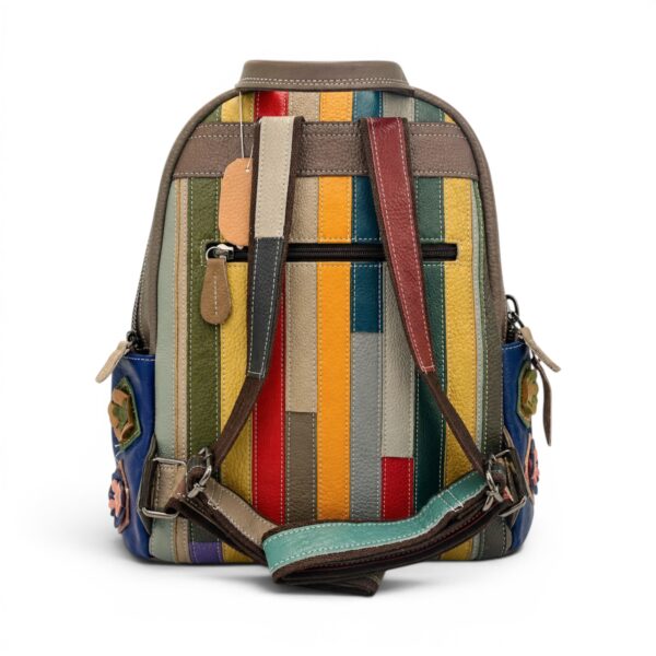 Rucsac damă Jasmine 8869 – piele naturală, design floral multicolor și eleganță practică