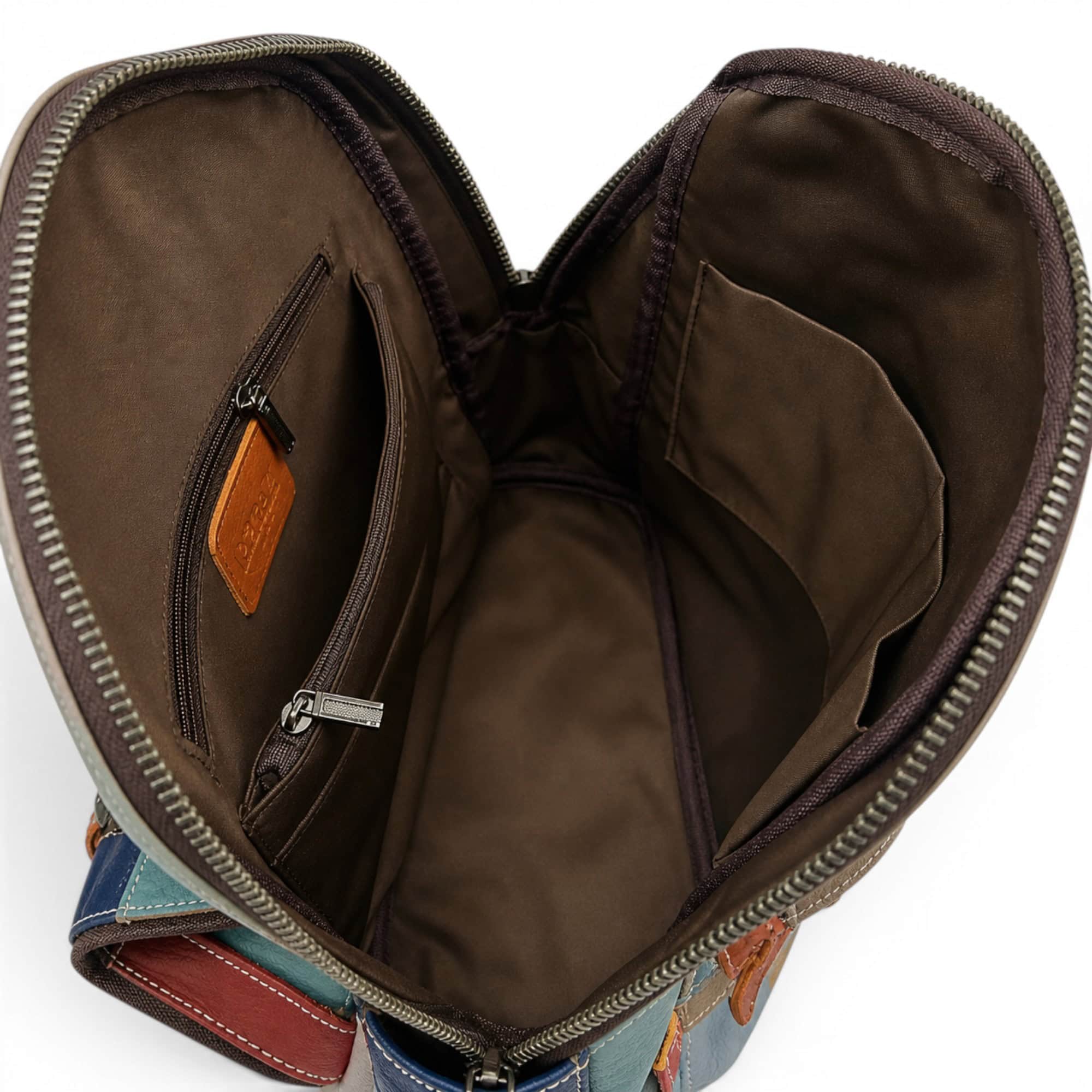 Rucsac damă Jasmine 8869 – piele naturală, design floral multicolor și eleganță practică