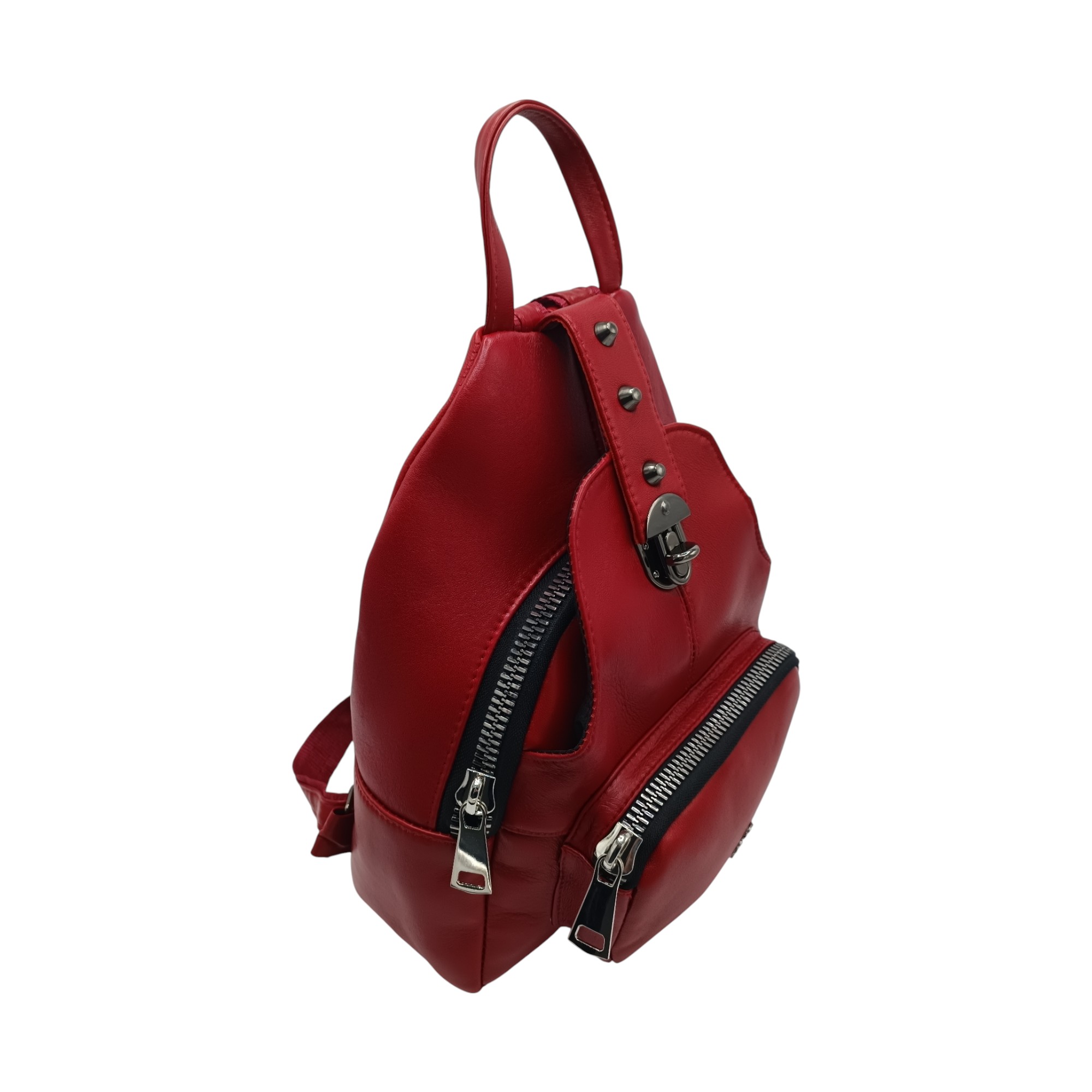 Rucsac damă Eveline Passion Red, piele naturală R85-R2, piele naturală