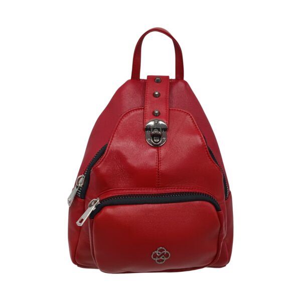 Rucsac damă Eveline Passion Red, piele naturală R85-R2, piele naturală