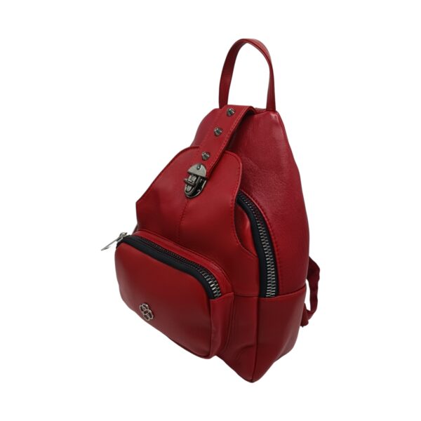 Rucsac damă Eveline Passion Red, piele naturală R85-R2, piele naturală