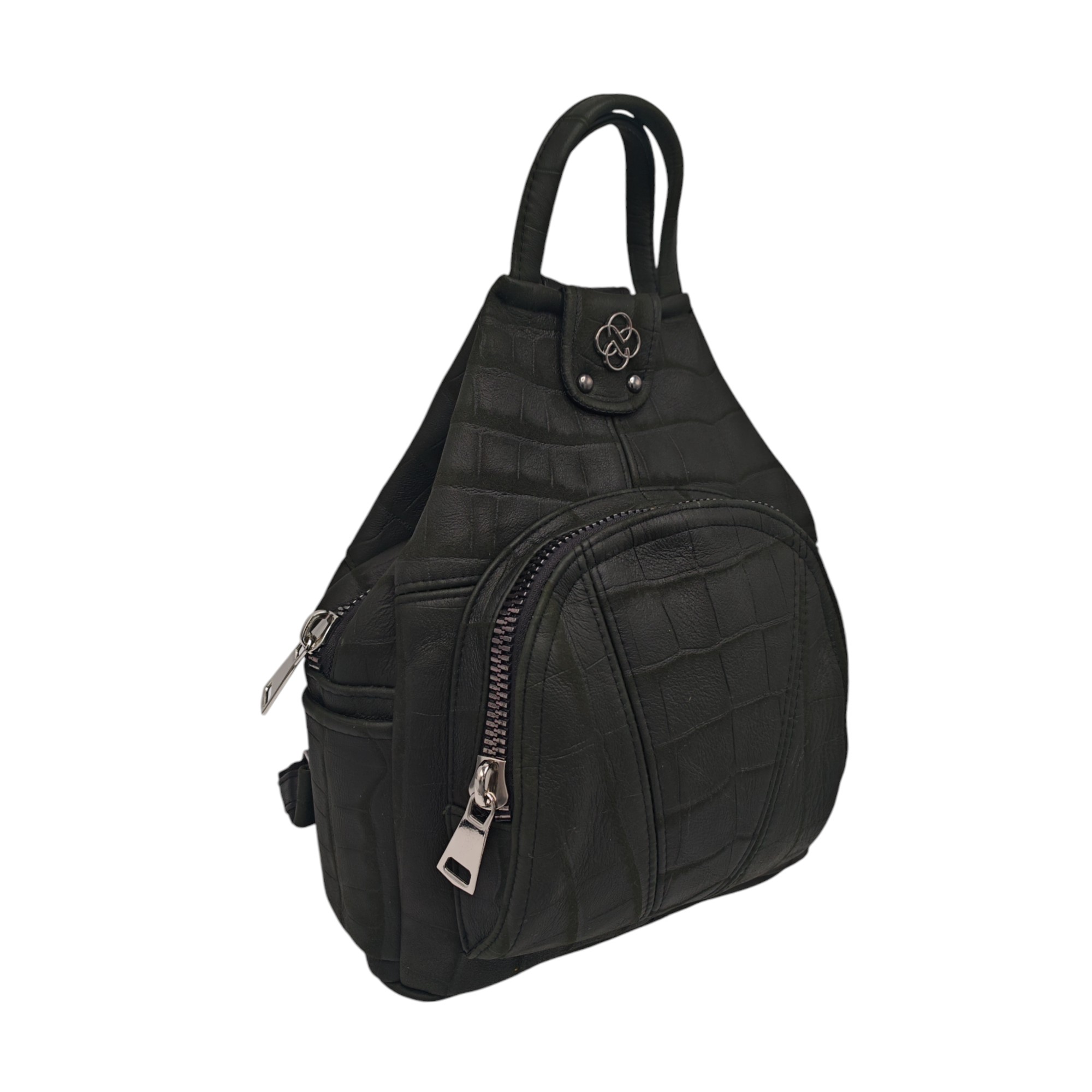 Rucsac dama,piele naturala, texturat R91-VX- (1) Rucsac texturat verde inchis office, casual