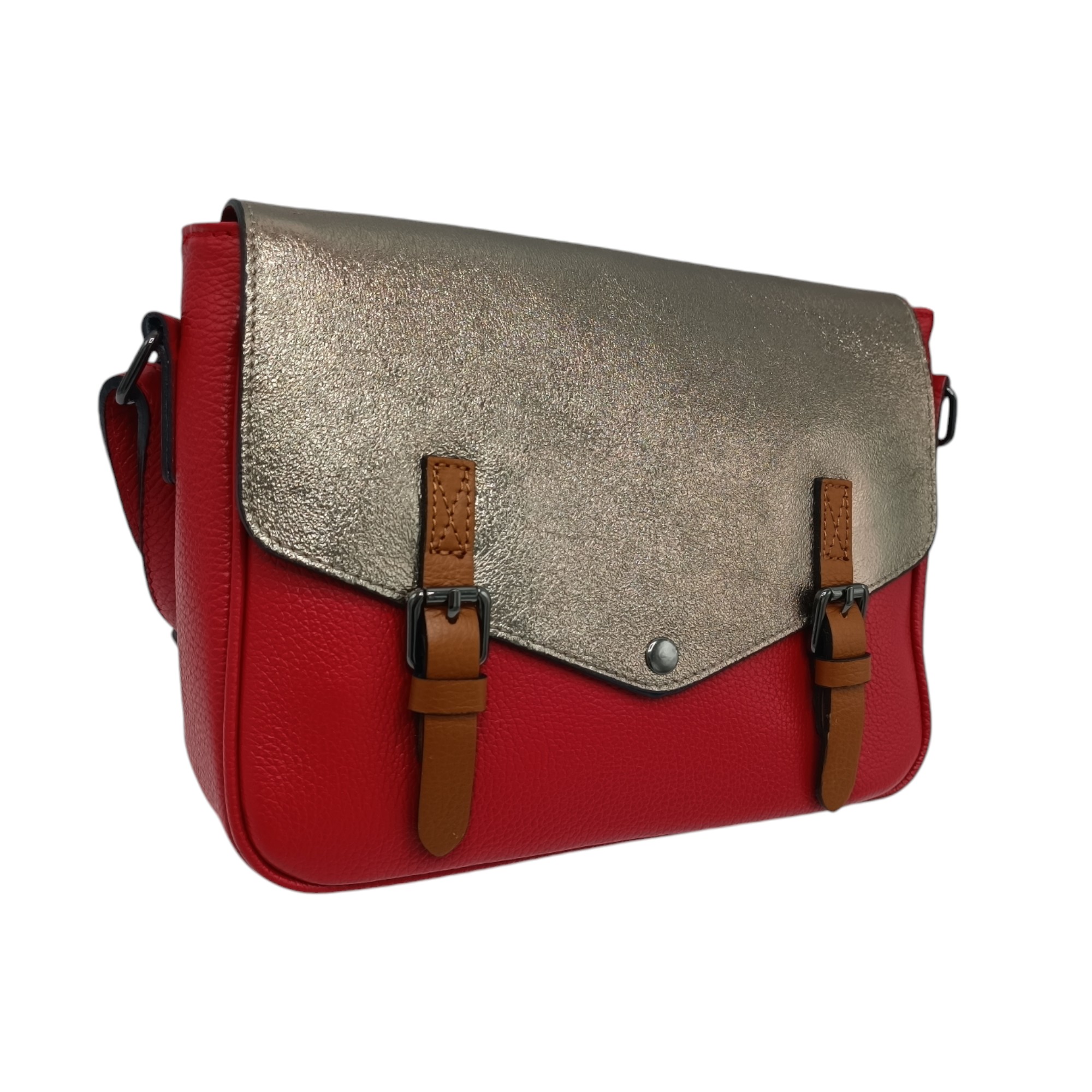 Geantă dama, crossbody-piele naturala, Belle Monique ED26-Rosu-