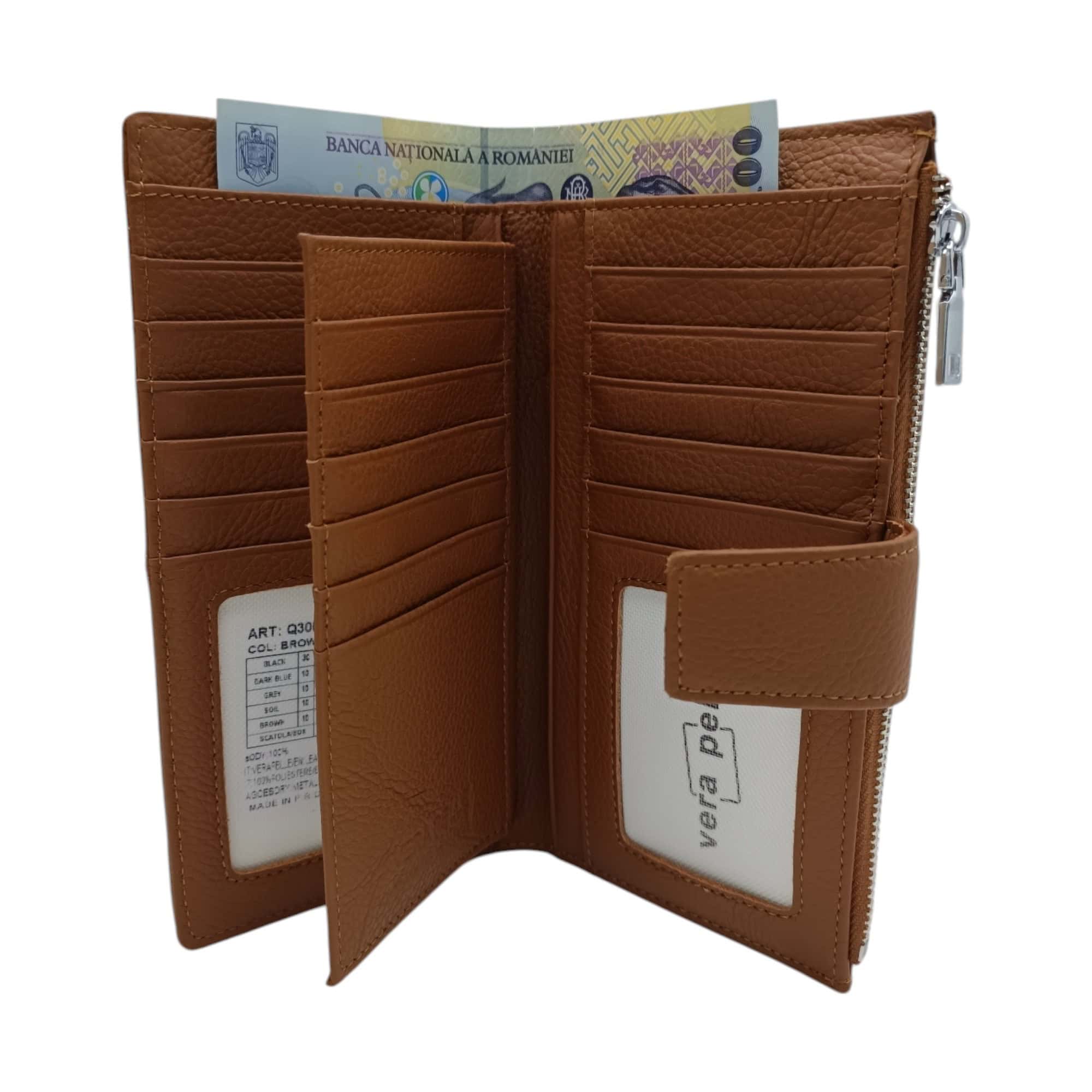 Portofel Belle Monique Allure Q3007, piele naturala, diferite culori