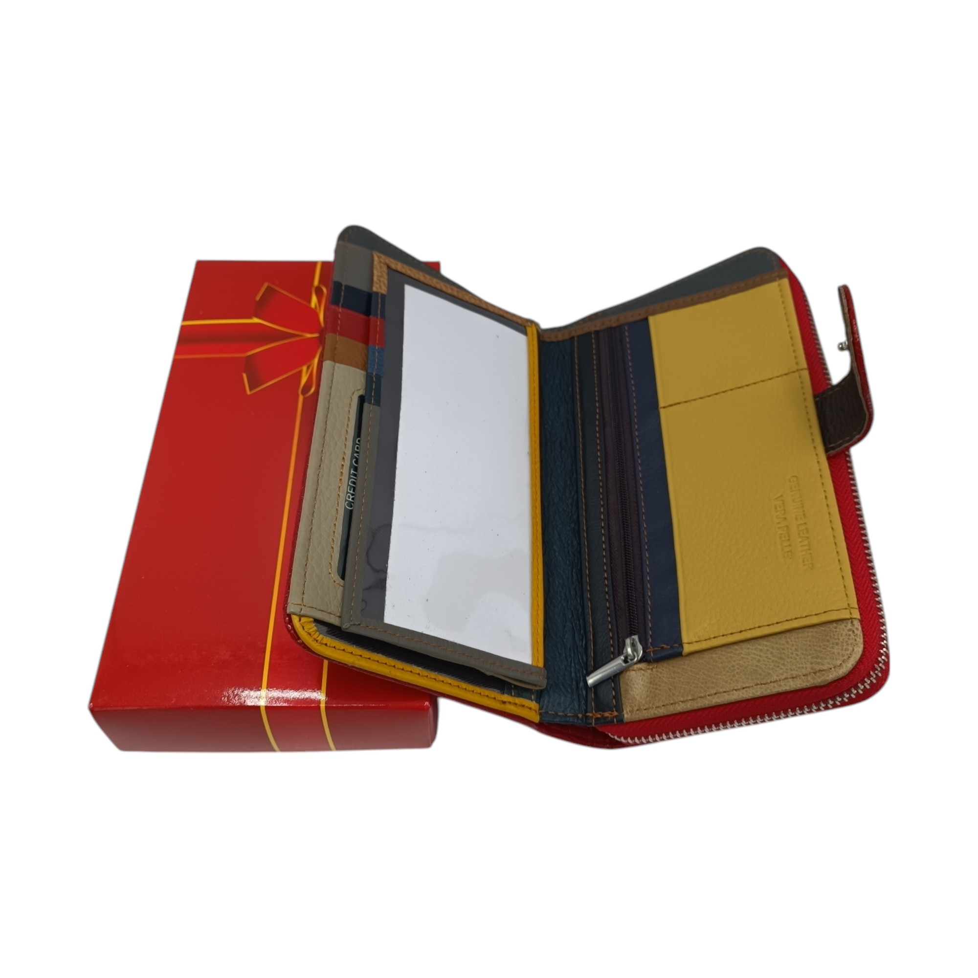 Portofel damă, piele naturală, aspect croco, Ivy C1001, diferite culori