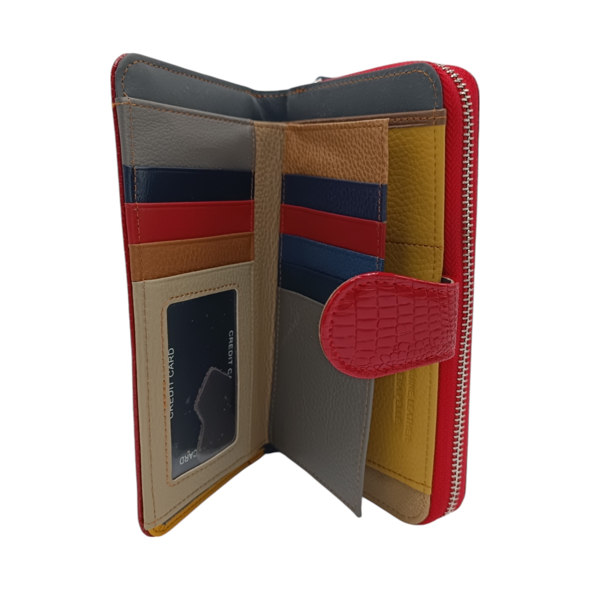 Portofel damă, piele naturală, aspect croco, Ivy C1001, diferite culori