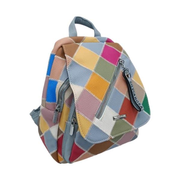Rucsac damă Silvia Rosa SR-6098 Patchwork, culoare Blue