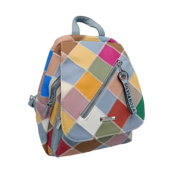 Rucsac damă Silvia Rosa SR-6098 Patchwork, culoare Blue