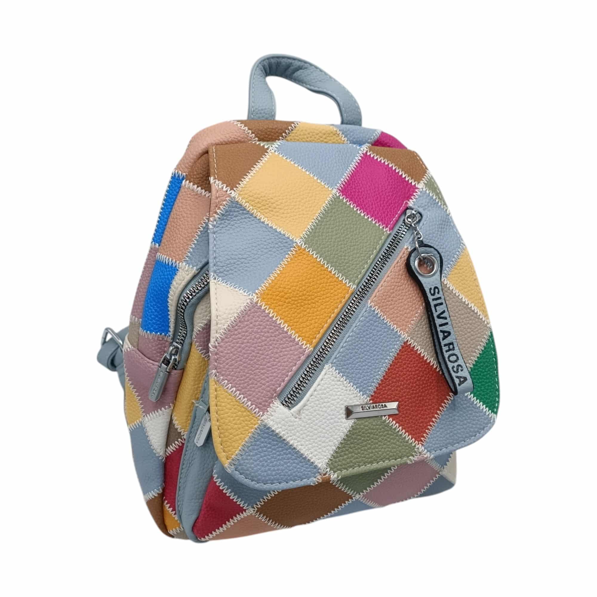 Rucsac damă Silvia Rosa SR-6098 Patchwork, culoare Blue