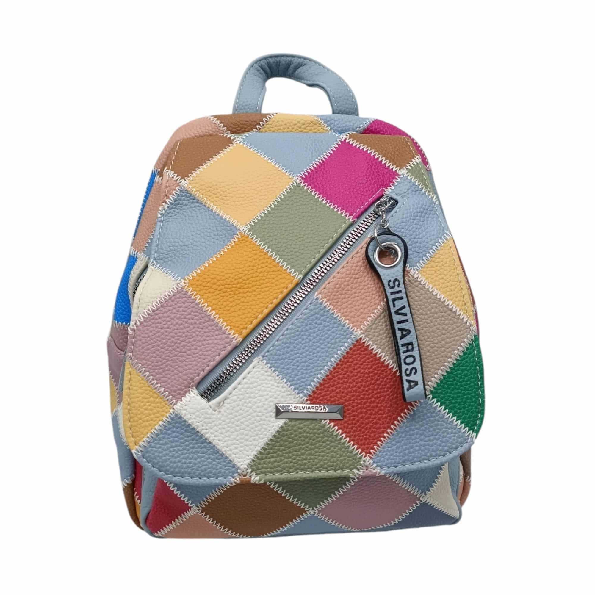 Rucsac damă Silvia Rosa SR-6098 Patchwork, culoare Blue