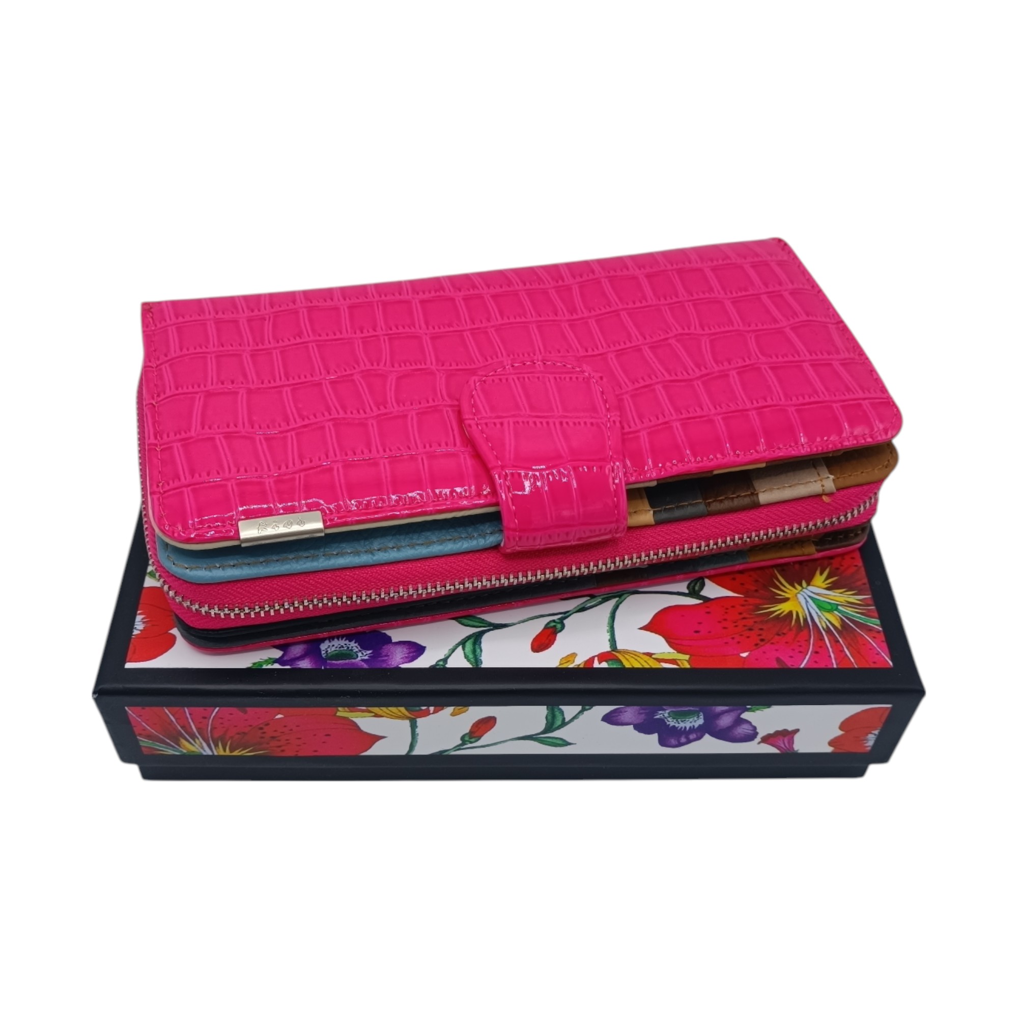 Portofel dama, piele naturala lacuita, Ivy 2563-Rose Red- (1) Portofel damă din piele naturală lăcuită – Ivy 2563, diferite culori