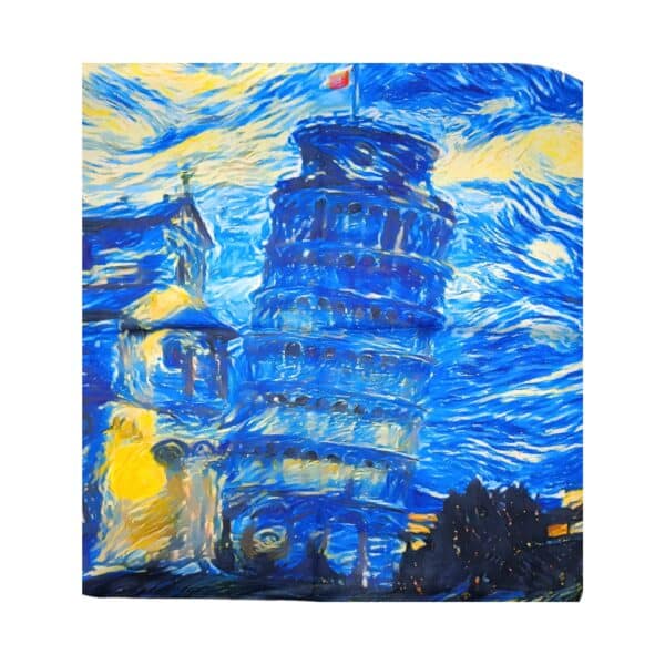 Batic Damă Artistic 70×70 cm – Noaptea înstelată la Pisa (2024-4#5) | Cutie Cadou
