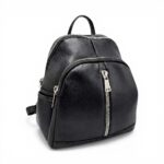 Rucsac damă Selina S100 din piele naturală, Negru clasic