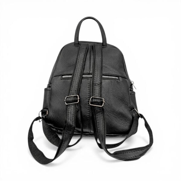 Rucsac damă Selina S100 din piele naturală, Negru clasic