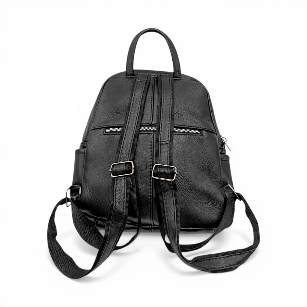 Rucsac damă Selina S100 din piele naturală, Negru clasic
