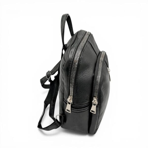 Rucsac damă Selina S100 din piele naturală, Negru clasic