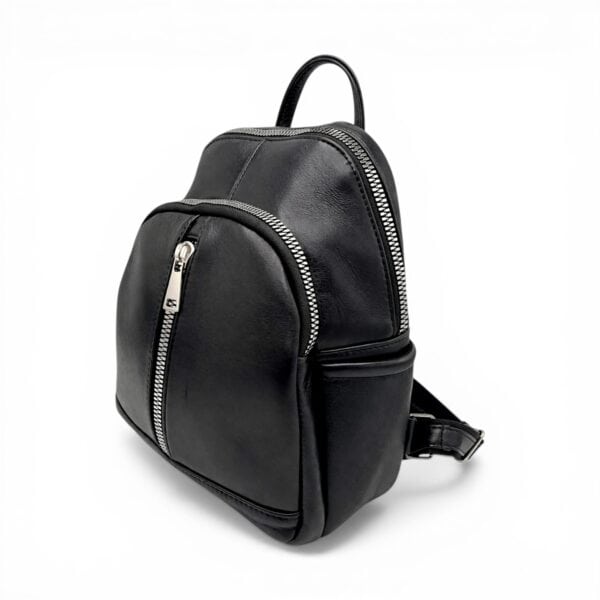 Rucsac damă Selina S100 din piele naturală, Negru clasic