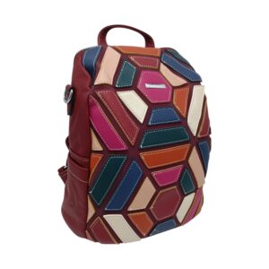 Rucsac damă multicolor Silvia Rosa SR25-002H Wine, 32x22x15 cm – design patchwork modern