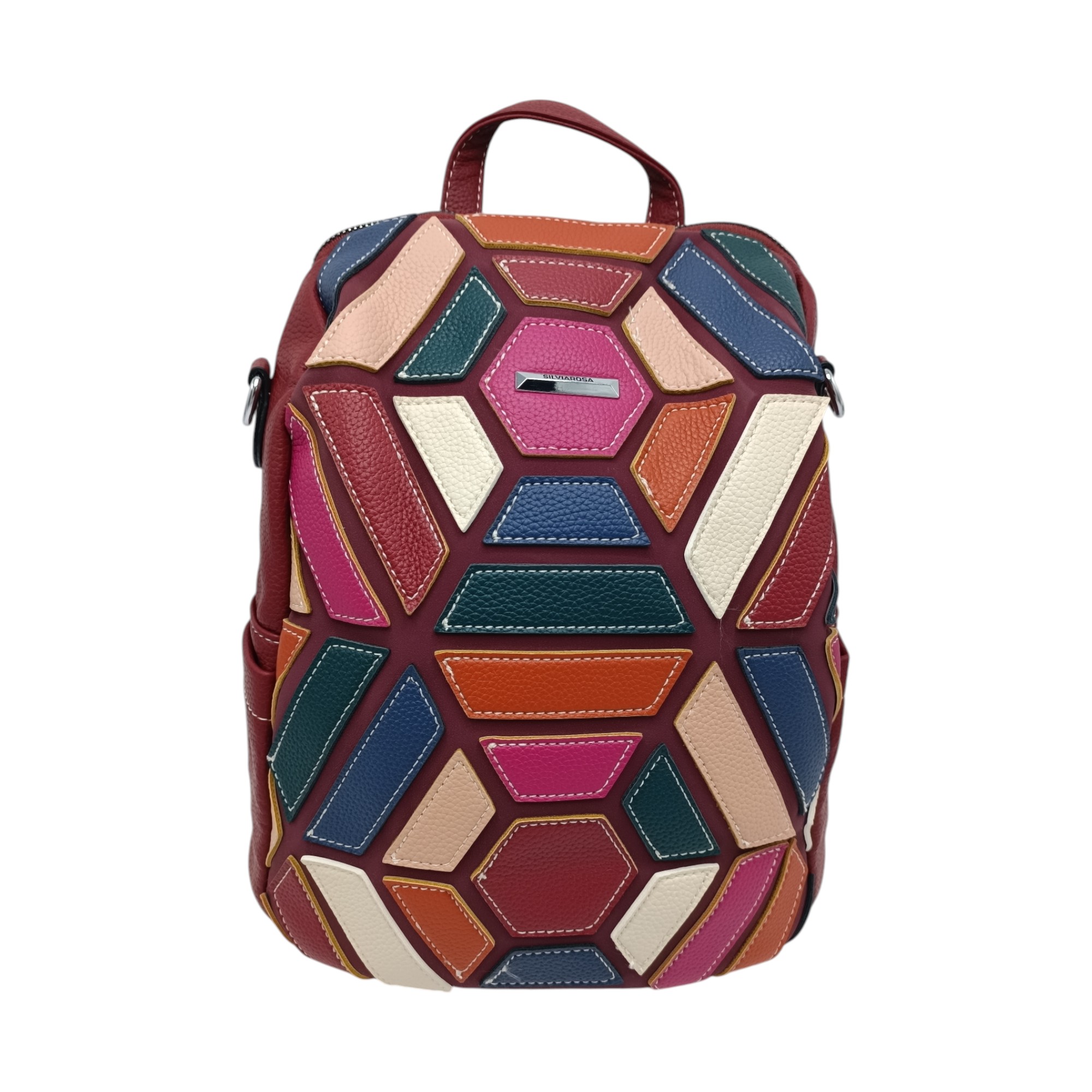 Rucsac dama, Silvia Rosa Multicolor SR25-002H-Wine- (3) Rucsac damă, multicolor, Silvia Rosa SR25-002H Wine