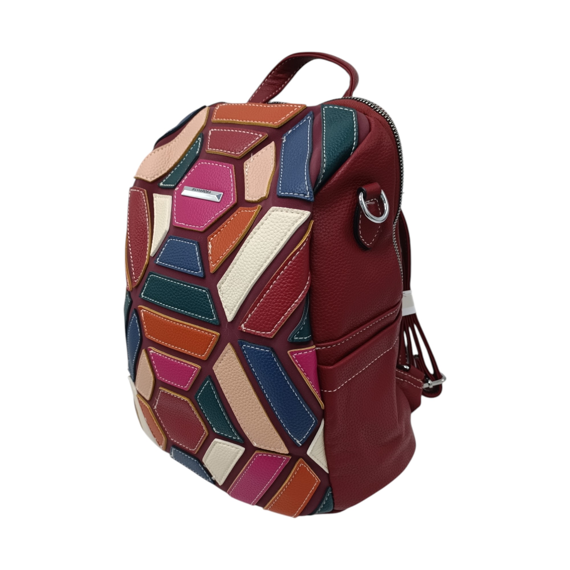 Rucsac dama, Silvia Rosa Multicolor SR25-002H-Wine- (4) Rucsac damă, multicolor, Silvia Rosa SR25-002H Wine