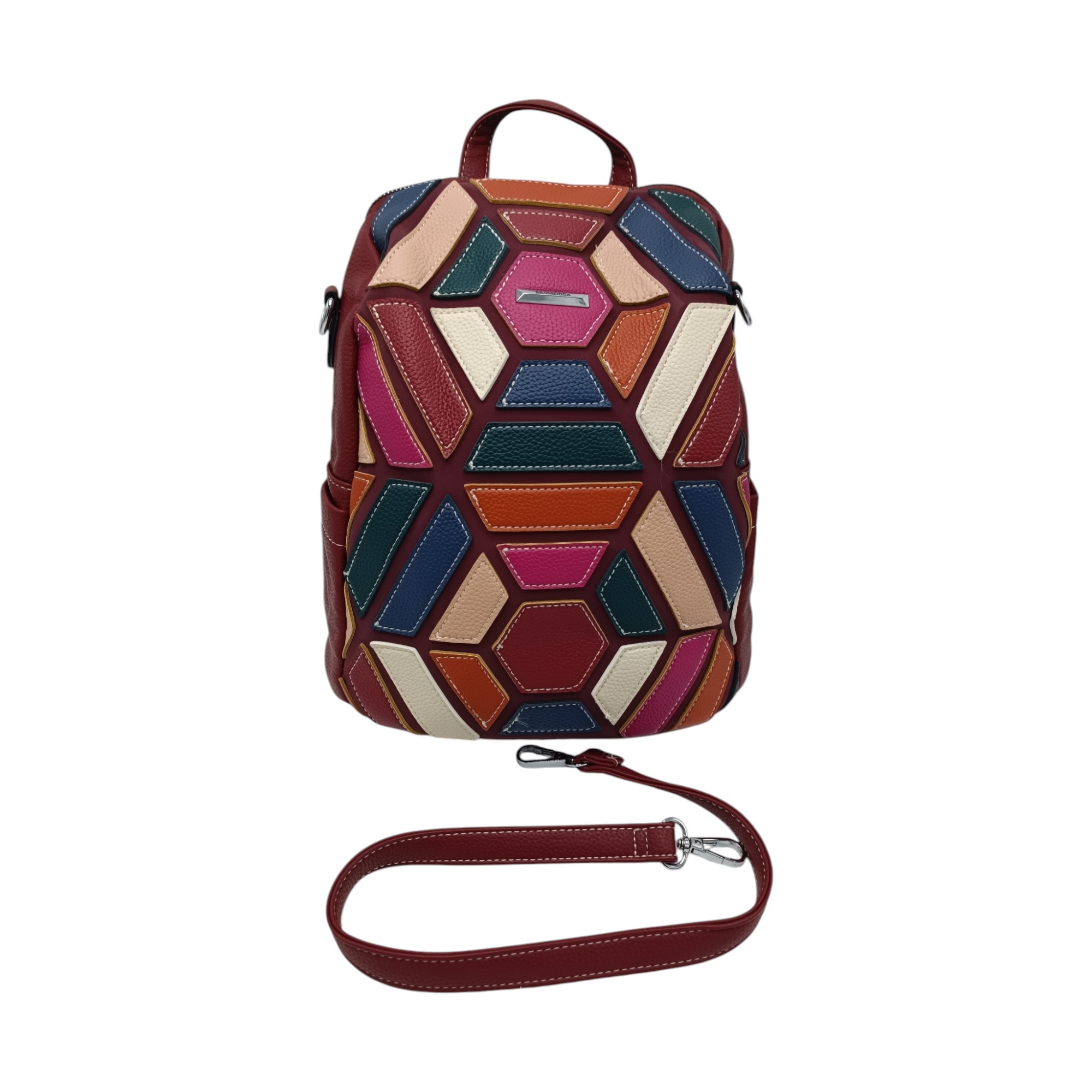 Rucsac dama, Silvia Rosa Multicolor SR25-002H-Wine- (7) Rucsac damă, multicolor, Silvia Rosa SR25-002H Wine
