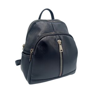 Rucsac damă Selina S100 din piele naturală, Negru clasic