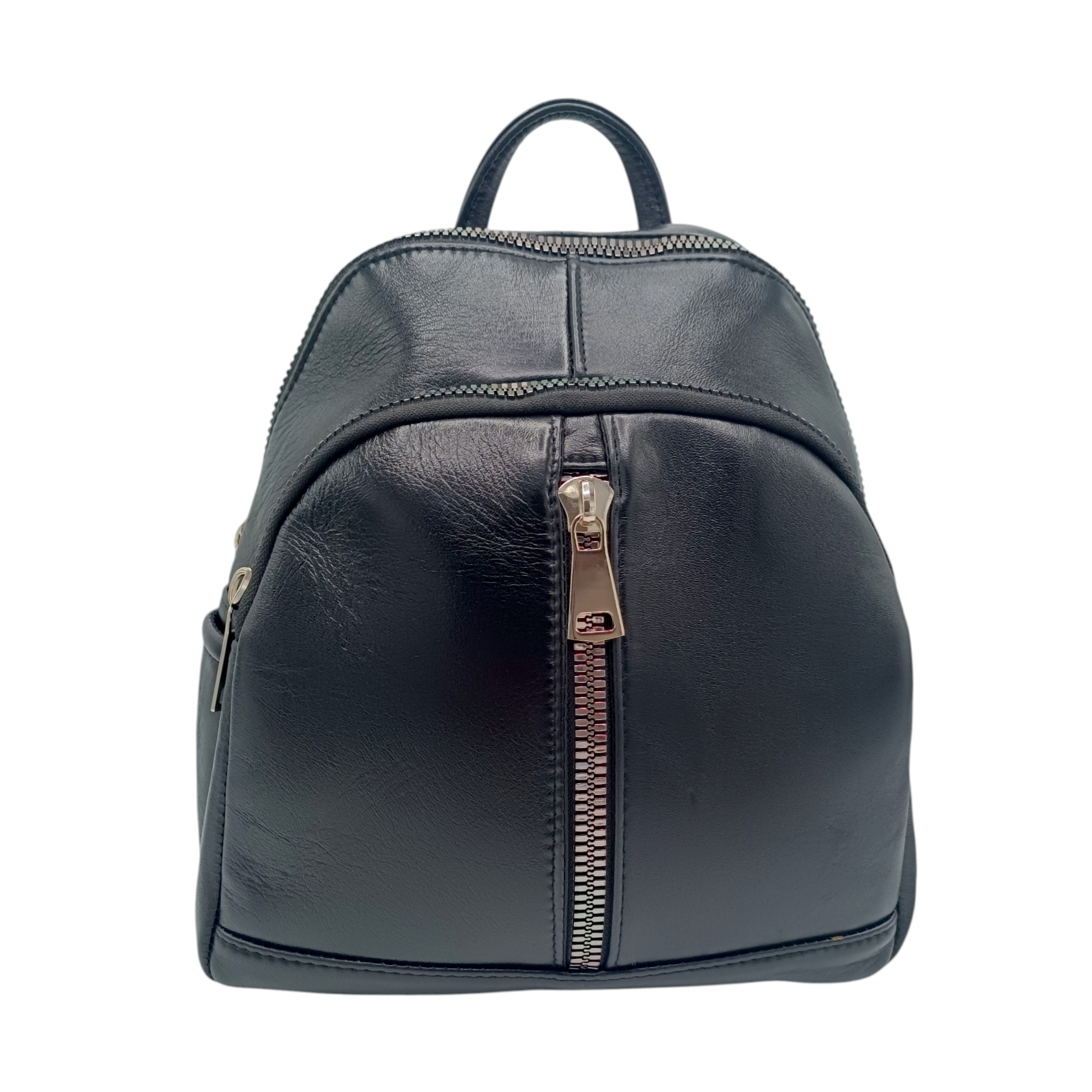 Rucsac damă Selina S100 din piele naturală, Negru clasic