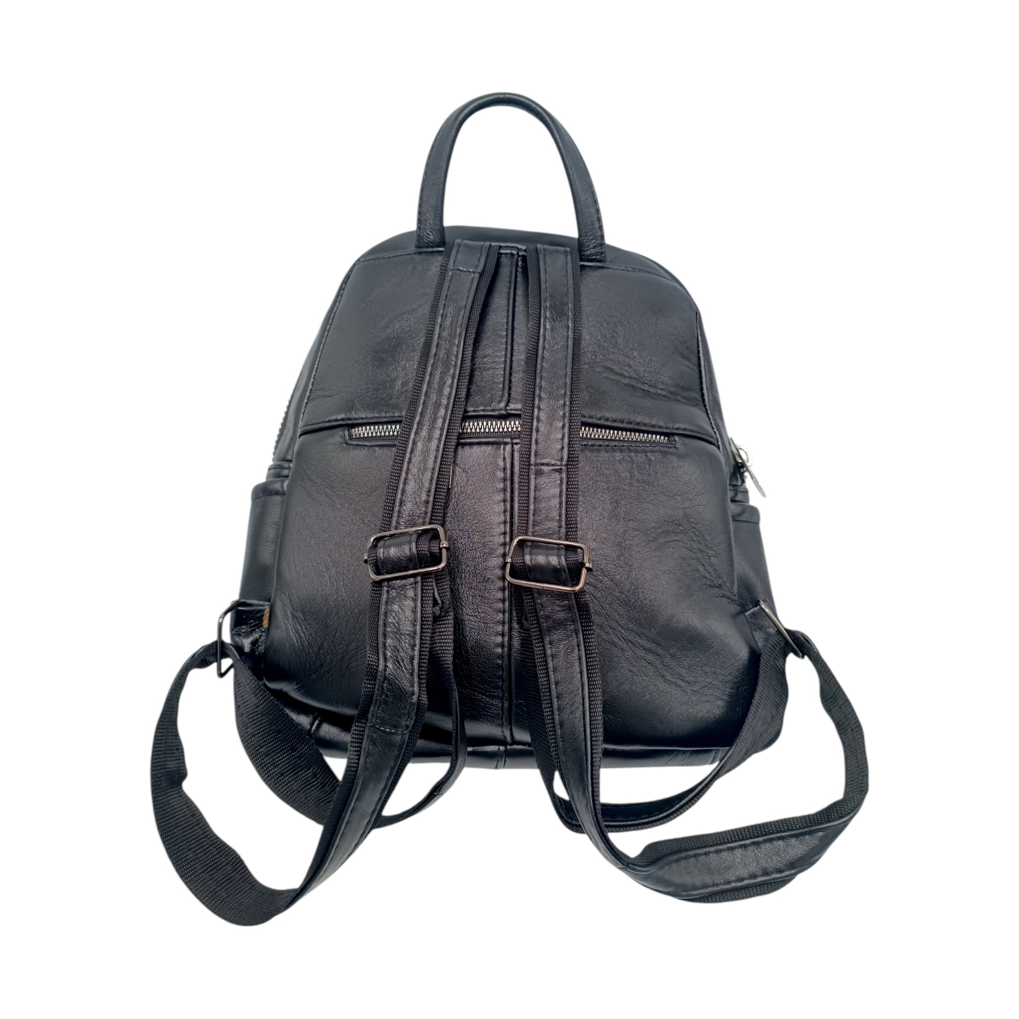 Rucsac damă Selina S100 din piele naturală, Negru clasic