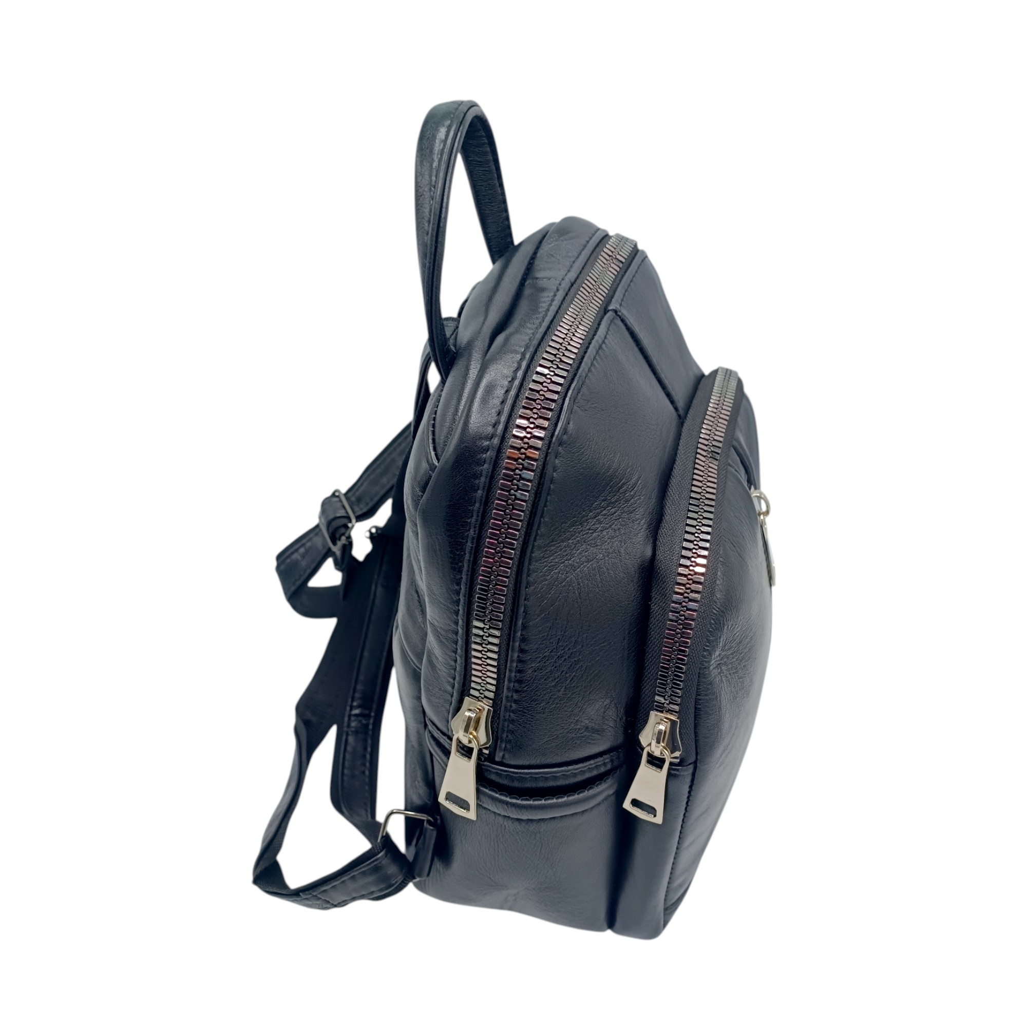 Rucsac damă Selina S100 din piele naturală, Negru clasic