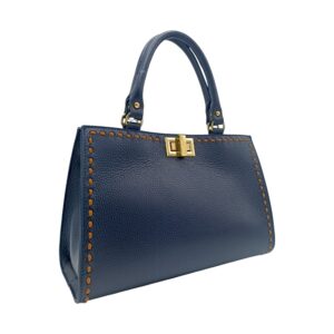 Geantă damă din piele naturală Belle Monique Couture HM510-Blu Notte-