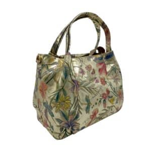 Geantă damă din piele naturală Belle Monique Flower -6162F- auriu-
