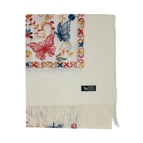 Fular Imperial Elegance F35-1, lână 100%-brodat, dimensiuni 80 cm x 180 cm