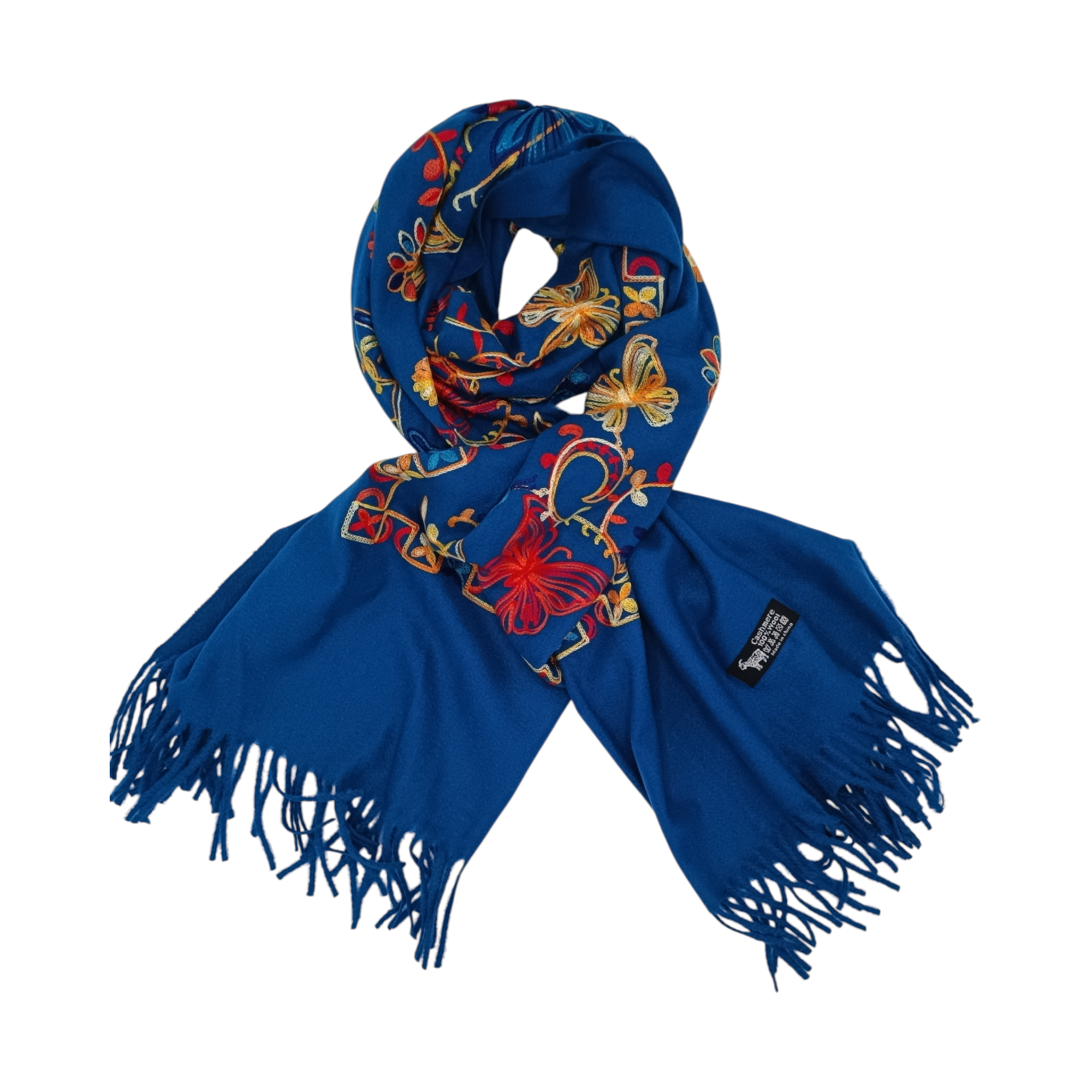 Fular Imperial Elegance F35-2, lână 100%-brodat, dimensiuni 80 cm x 180 cm