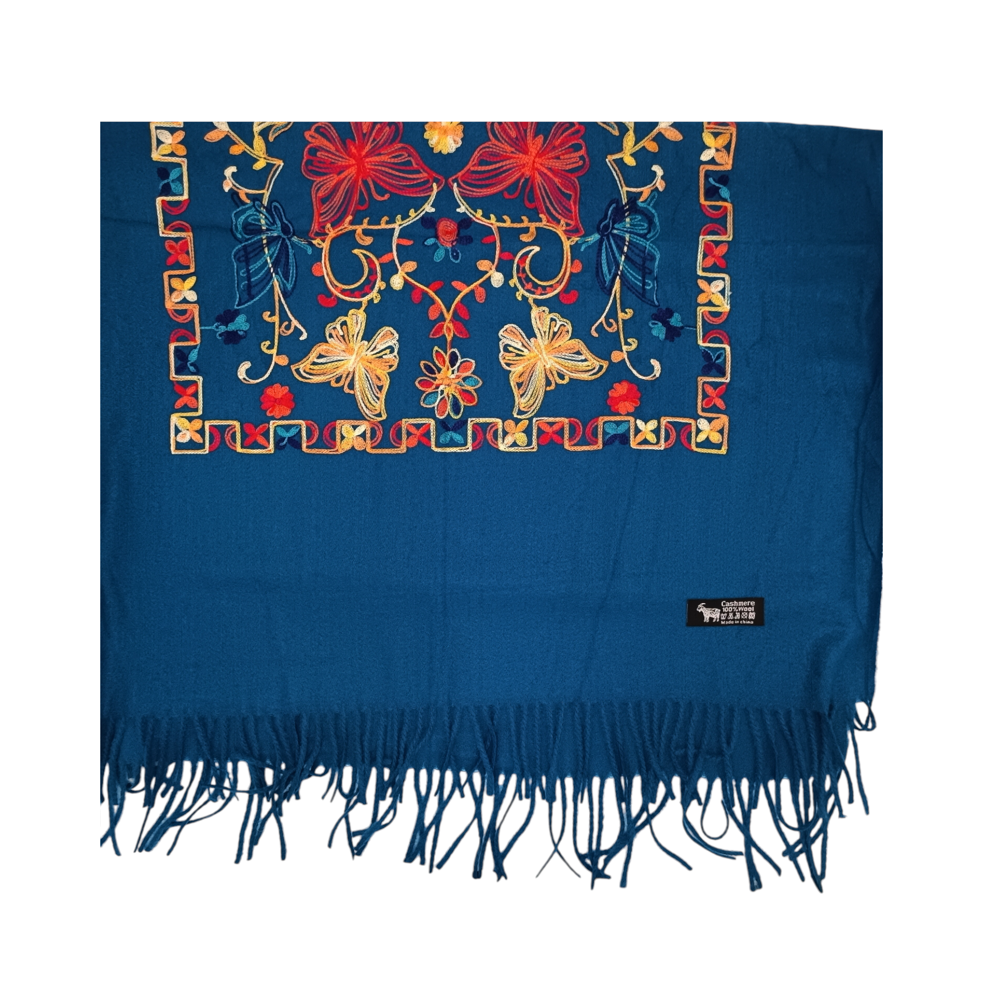 Fular Imperial Elegance F35-2, lână 100%-brodat, dimensiuni 80 cm x 180 cm