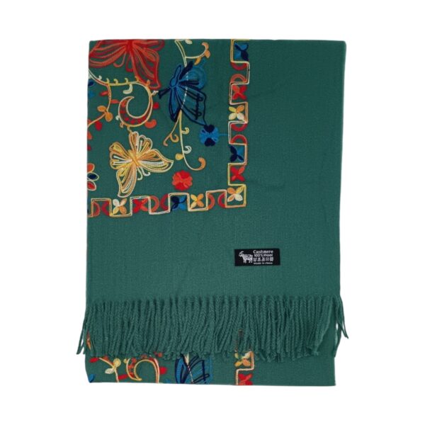 Fular Imperial Elegance F35-4, lână 100%-brodat, dimensiuni 80 cm x 180 cm