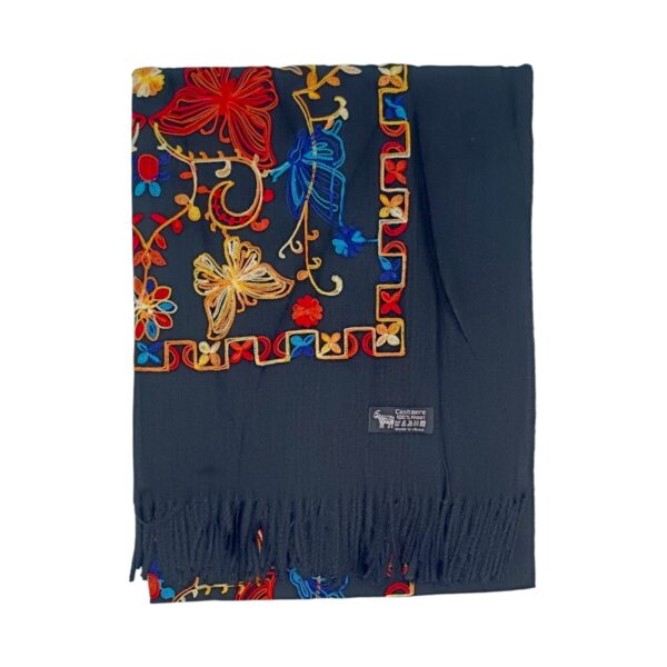 Fular Imperial Elegance F35-5, lână 100%-brodat, dimensiuni 80 cm x 180 cm