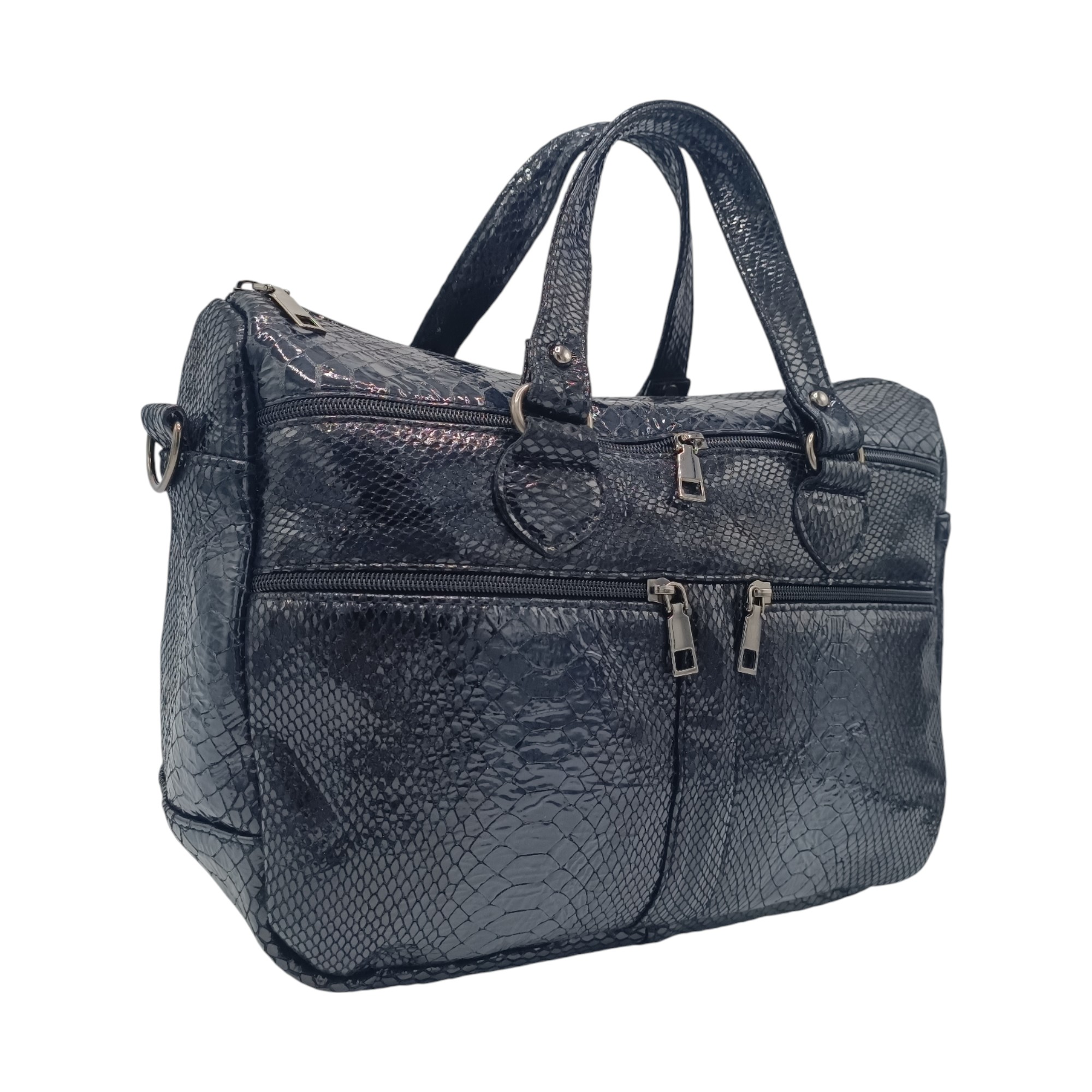 Geantă damă din piele naturală, culoare Negru, Celeste – Model YG110-NX (2) Geantă damă din piele naturală, culoare Negru, Celeste – Model YG110-NX