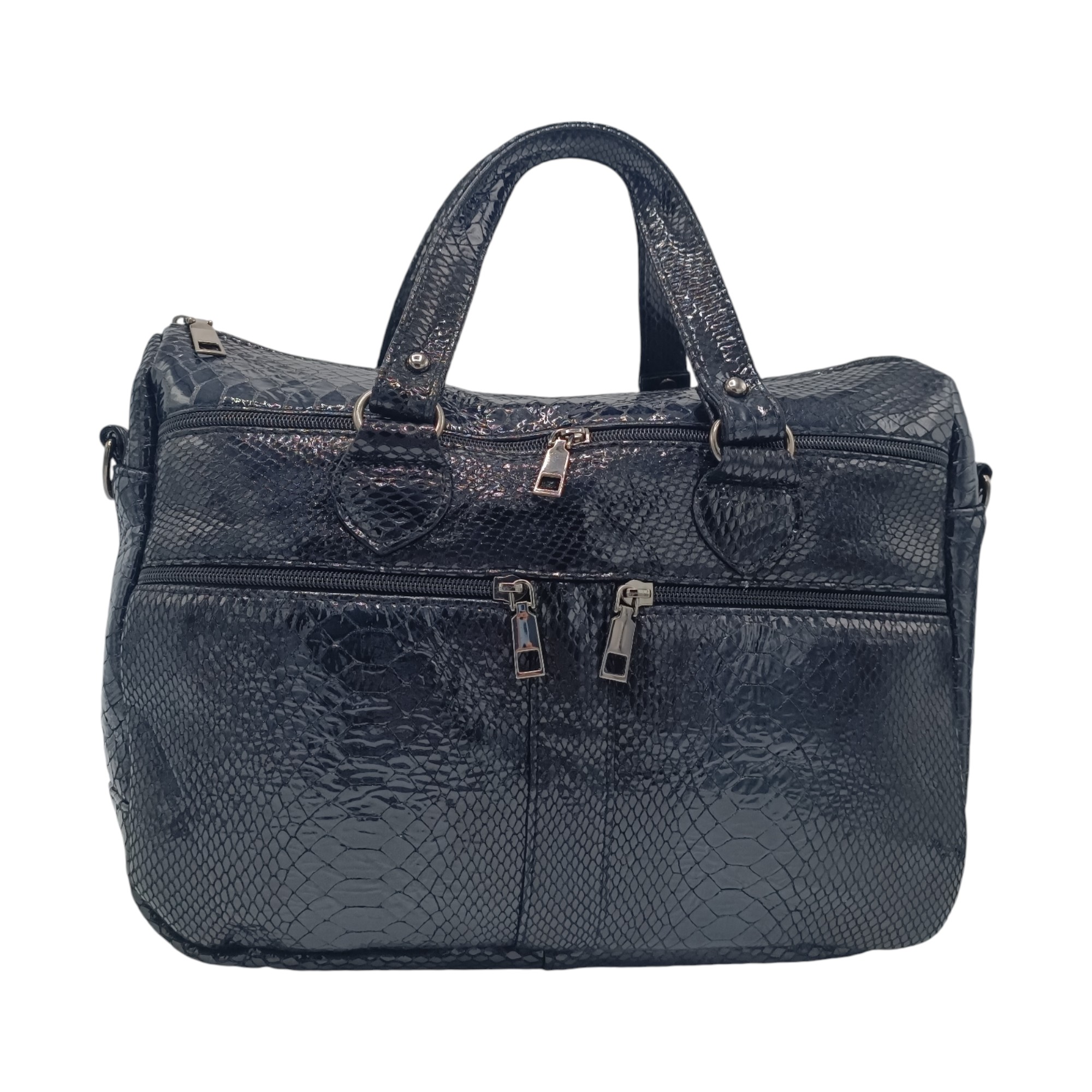 Geantă damă din piele naturală, culoare Negru, Celeste – Model YG110-NX (3) Geantă damă din piele naturală, culoare Negru, Celeste – Model YG110-NX