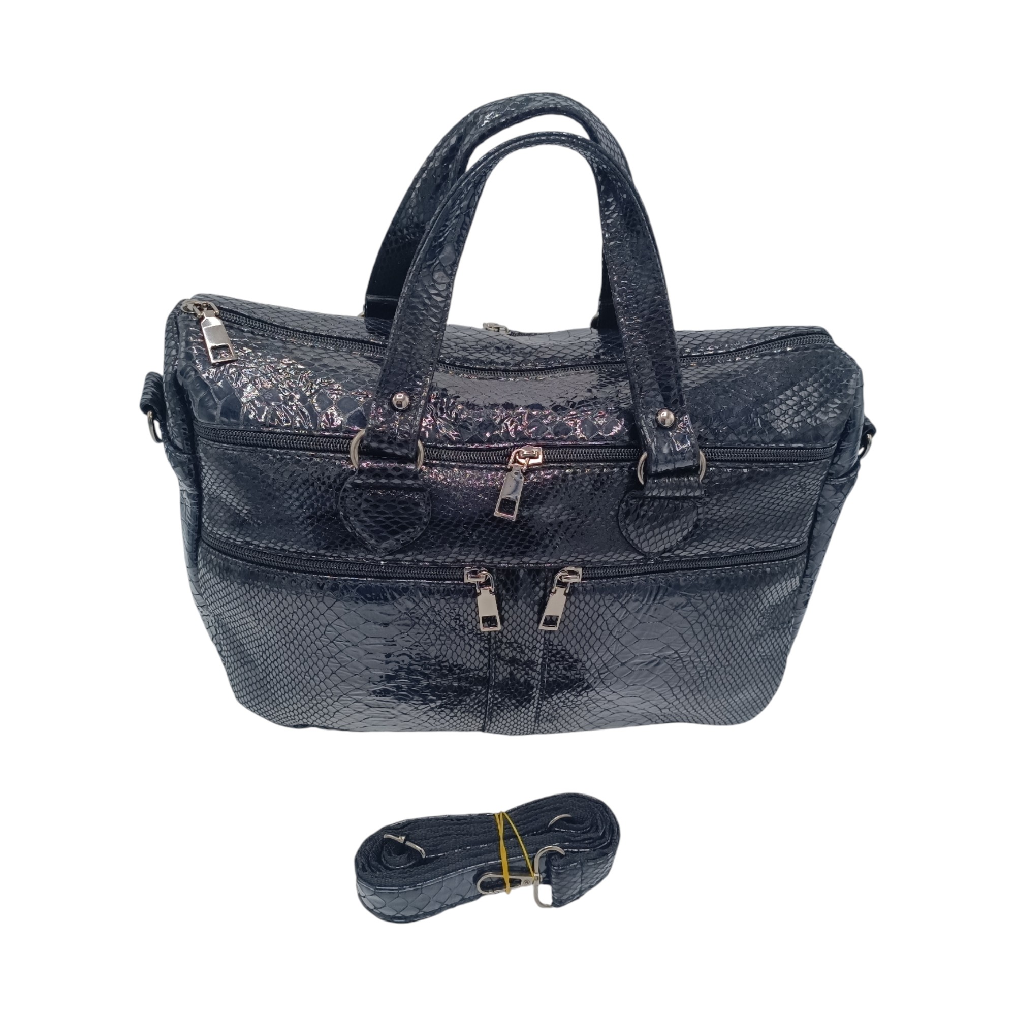 Geantă damă din piele naturală, culoare Negru, Celeste – Model YG110-NX (4) Geantă damă din piele naturală, culoare Negru, Celeste – Model YG110-NX