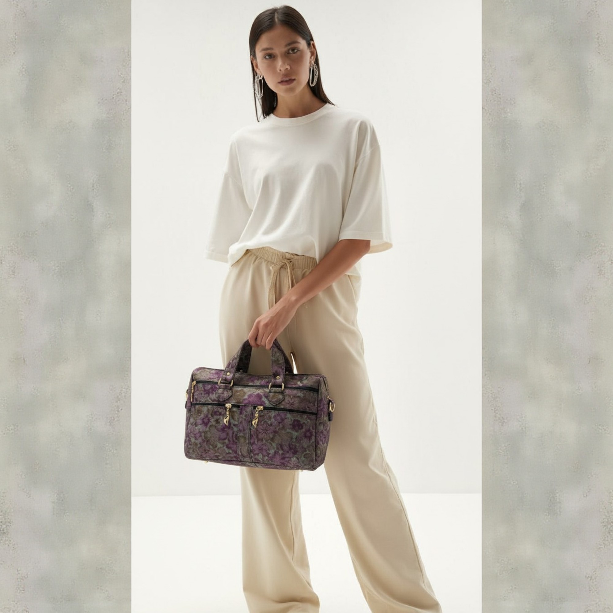 Geantă damă din piele naturală multicoloră Celeste – Model YG110-2