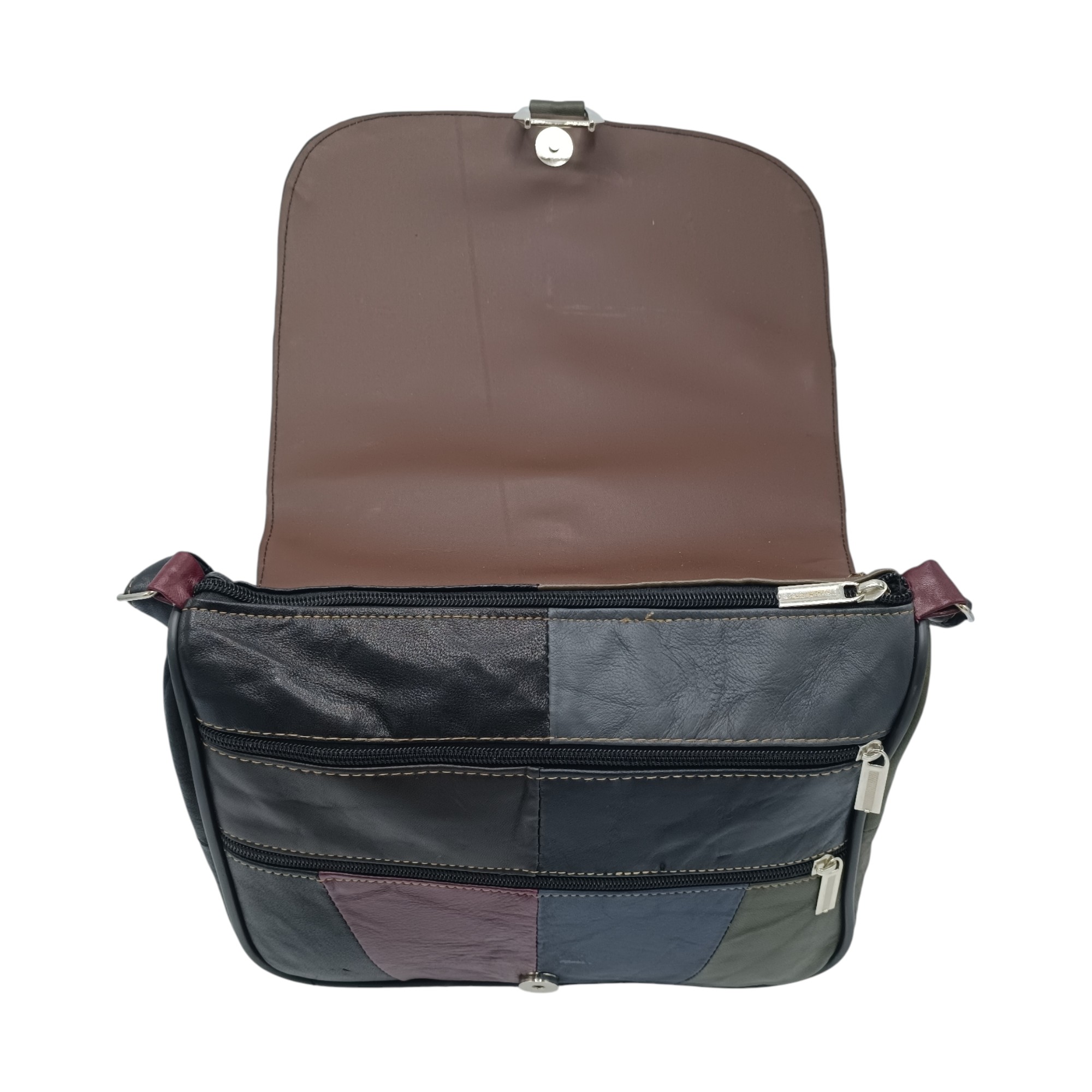 Geanta dama, piele naturala, multicolor, R45-487- (4) Geantă Damă Unicat Lucia R45-487, Piele Naturală, Multicolor