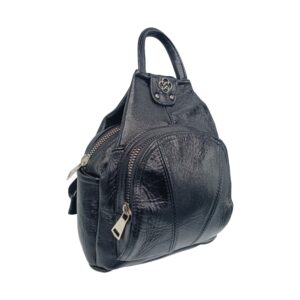 Rucsac Dama Piele Naturala, Eveline R91-NL, culoare Negru Lucios