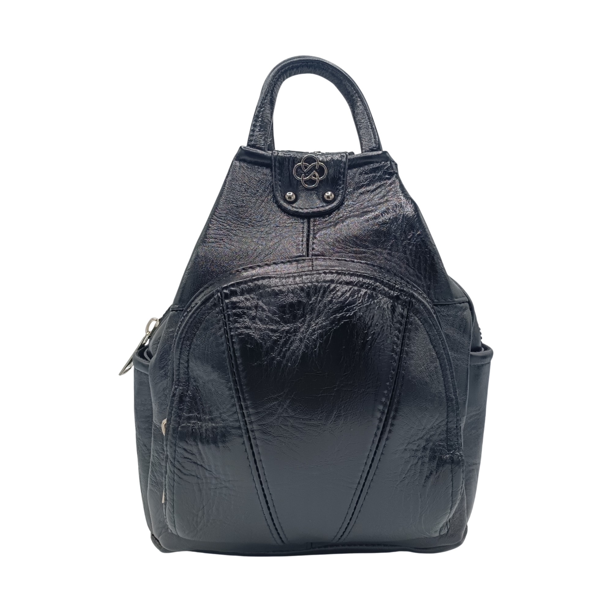 Rucsac Dama Piele Naturala, Eveline R91-NL, culoare Negru Lucios