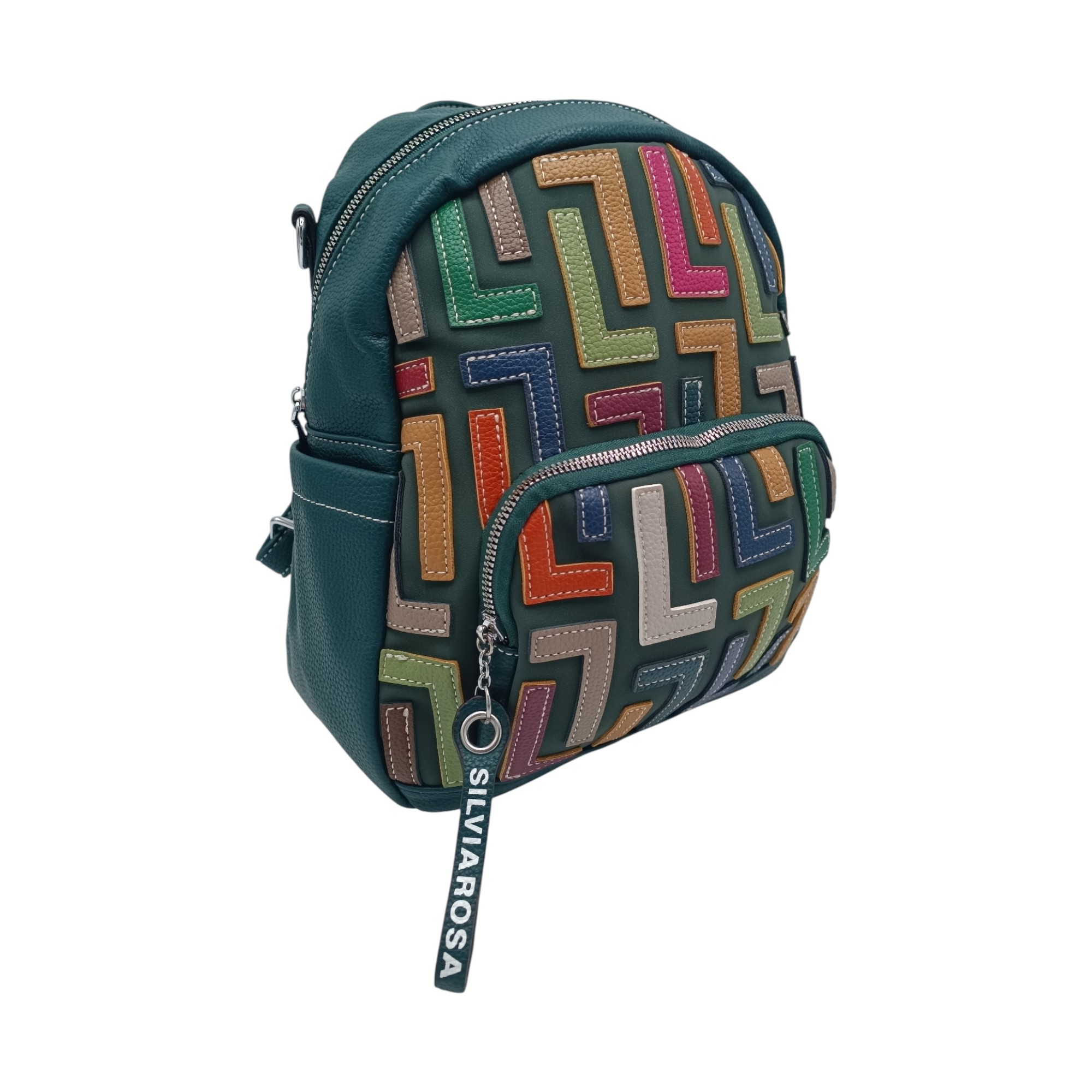 Rucsac damă, multicolor, Silvia Rosa SR-6128, culoare Verde Petrol